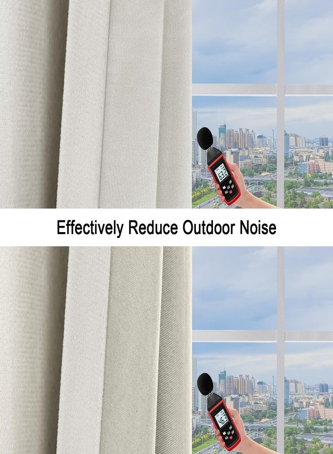JSFLY 100% Full Blackout Velvet Curtains with Liner 63 inch Long 2 Panels for Living Room, Thermal Insulated Energy Saving Room Darkening Grommet Window Drapes for Bedroom, 42x63 Cream Ivory - Image 4